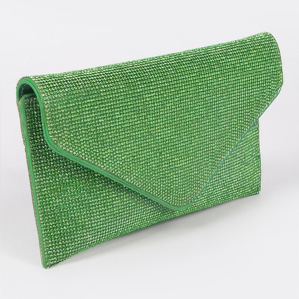 Full Rhinestone Envelope Chain Clutch - Picture 2 of 6